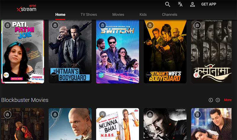 Airtel Xstream - streaming hindi movies