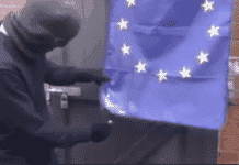 Man burn EU flag