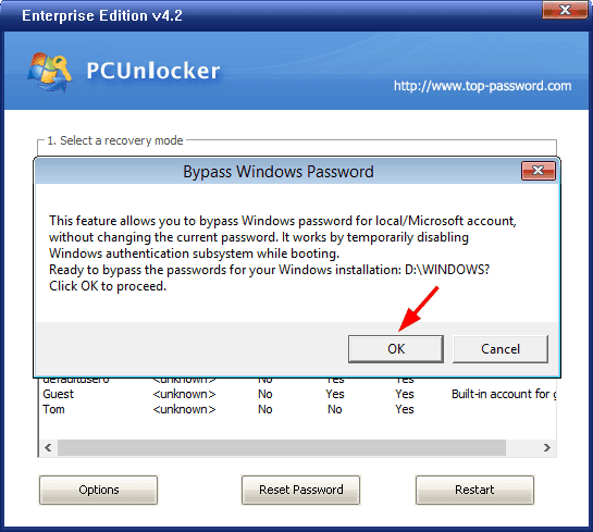 Option 2: Bypass Windows Local Administrator Password That You've Forgotten